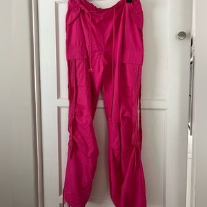 Pink parachute pants cargo style